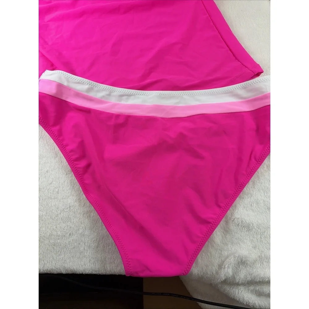 Beachsissi Hot‎ Pink Bandeau Tankini Set NWT Two Piece Swimsuit Colorblock XL